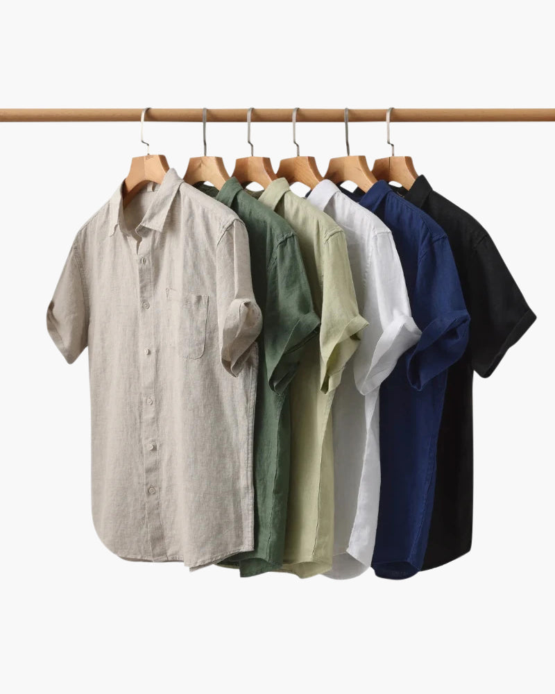 Chemise à manches courtes en lin MYKONOS